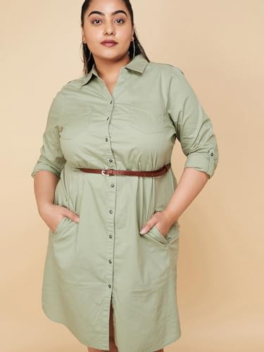Image of Max Plus Size Women Solid Belted Tunic