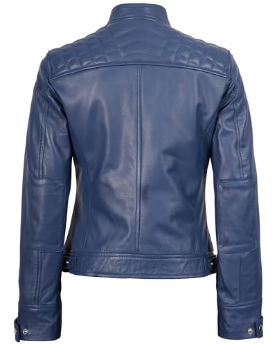 fjackets Quilted Real Leather Jacket Women - Premium Lambskin Cafe Racer Style Womens Leather Jacket4