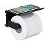 Produktbild WENKO Toilettenpapierhalter mit Ablage Classic Plus Black - Rollenhalter mit Ablage und hochwertigem Rostschutz, Stahl, 14 x 10 x 14 cm, Schwarz