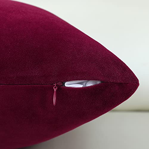Jeneoo Set Of 2 Comfy Soft Thick Velvet Throw Pillow Covers For Sofa Couch Decorative Solid Square Cushion Cases For Bedroom Car (20 X 20 Inches, Burgundy Red) #TOP4