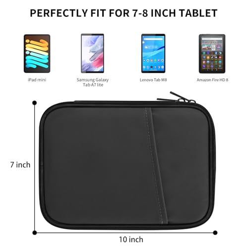 Image of HoYiXi Universal Sleeve Bag for 7-8 inch Tablet Fire HD 8 /Fire HD 8 Plus Compatible iPad mini (6th Gen) 8.3 inch 2021, iPad mini 5 /4 /3 /2 /1, Tab A8, 7 inch-8 inch inch Android Tablet Sleeve Case -Black