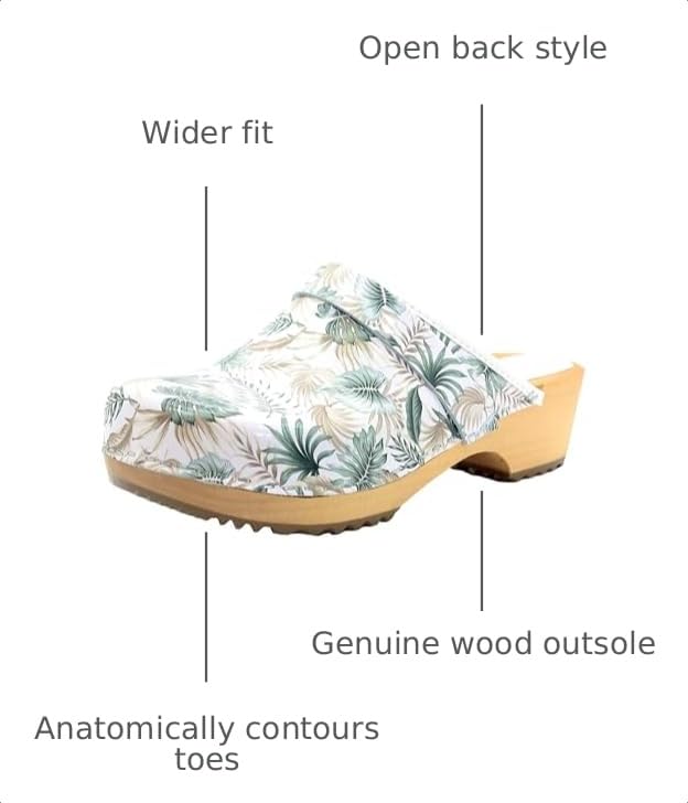 Image of Bjork Maja Wood Open Back Leather Clogs