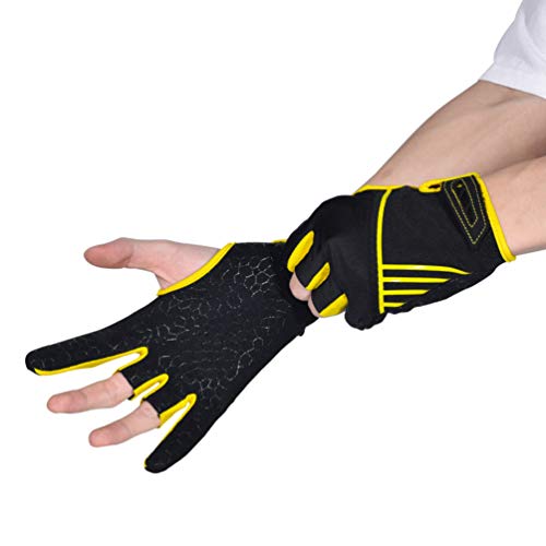 HEALLILY 1 Paire de Gants de Bowling Professionnels antidérapants Confortables pour Bowling Taille S/M (Jaune)