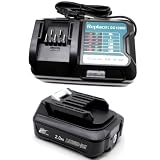 FengWings® 12V 2000mAh BL1021B BL1020B Li-ion Batteria con Caricabatterie DC10WD, sostituzione per Makita 12 V, CXT BL1015, BL1016, BL1021B, BL1020B, BL1040B Batteria