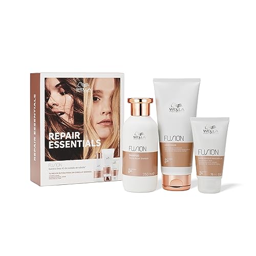 Wella Professionals | Fusion |Pack de Reparación Intensa |Champú (250ml) + Acondiconador (200ml) + Mascarilla (75ml)