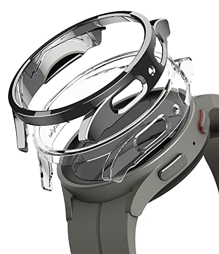 �yRingke�zGalaxy Watch 5 Pro 45mm �P�[�X SLIM PC �ω��� �ϏՌ� �����^ �Ռ��z�� �ی�P�[�X �M�����N�V�[�E�H�b�` 5 Pro 45mm �X�}�[�g�E�H�b�` �X�����P�[�X - Clear & Dark Chrome (