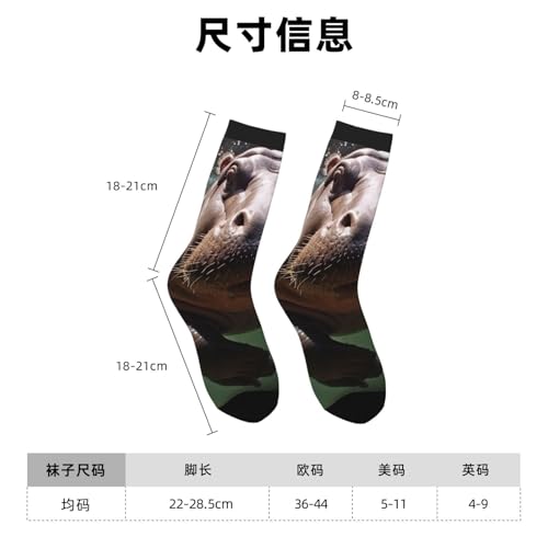 Diving Hippo Crew Socks Women Men Cushioned Athletic Socks Adult Calf Socks Casual Above Ankle Sock4