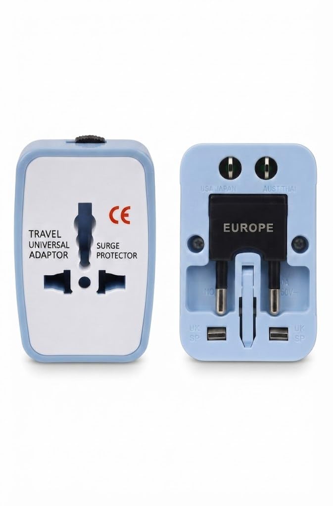 Prokart - Universal Travel Adapter with 6A, AC Socket Output, Universal AC Socket, All in One International Travel Fast Charging Adapter - Light Blue-image-22
