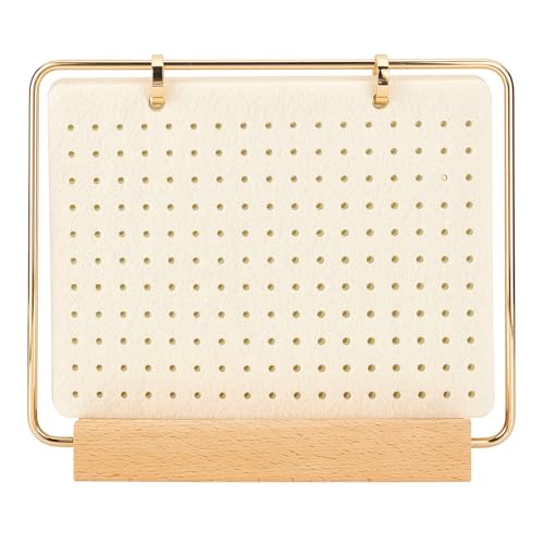 MAYJOYDIY Porta spille con supporto in legno, lati smaltati per riporre spille e distintivi (180 pezzi) con 6 lati in feltro per spille, orecchini, fermagli per capelli e accessori (bianco)