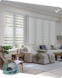Yoolax Motorized Blinds with Remote, Motorized Zebra Shades Compatible with Alexa, Privacy Motorized Blinds, Zebra Shades for Windows Custom Size(V-Jungle Stripe White)