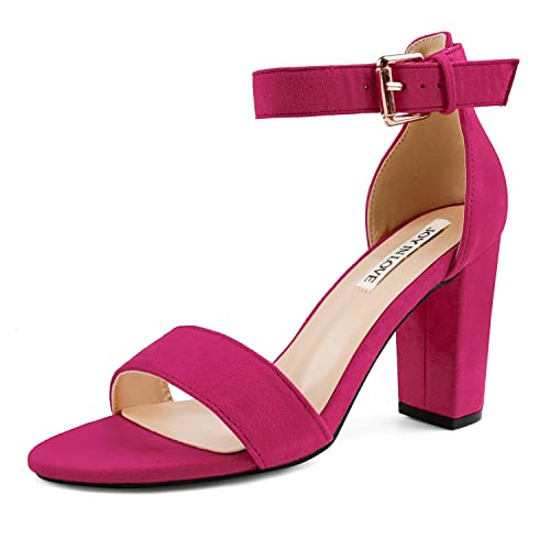 Image of JOY IN LOVE Womens 3.5 inch Chunky Block High Heels Ankle Strap Heeled Sandals