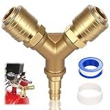 Colector de Aire de 1/4', Colector de aire de 2 vías de latón, Acoplamiento rápido para manguera de aires con rosca macho NW 7.2 de 1/4' en forma de Y