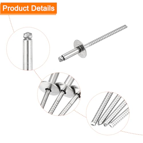 Rivets aveugles inox 304 uxcell à grand capuchon pour assemblage robuste et durable