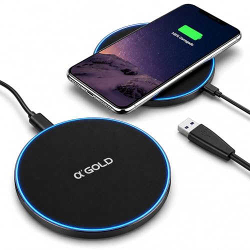 Carregador por indução Sem Fio A'Gold 20W Magnético por Inducao - Carregamento Rápido, Compatível com iPhone, Max Fast Wireless Pad Mat Todos os modelos Samsung Galaxy S, Galaxy Buds e Fones - PRETO
