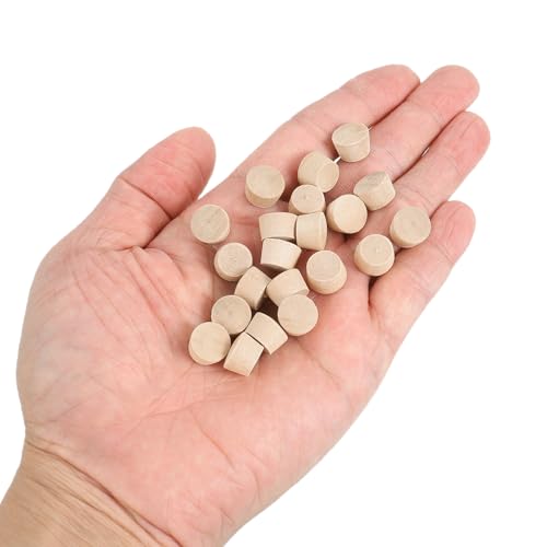 Image of uxcell 60Pcs Wood Button Plugs, 10mm /0.39 inch Flat Head Hardwood Screw Hole Plug Wooden Caps Buttons Wood Plug for Furniture Woodworking Craft Decor (11.5mm x 10mm)
