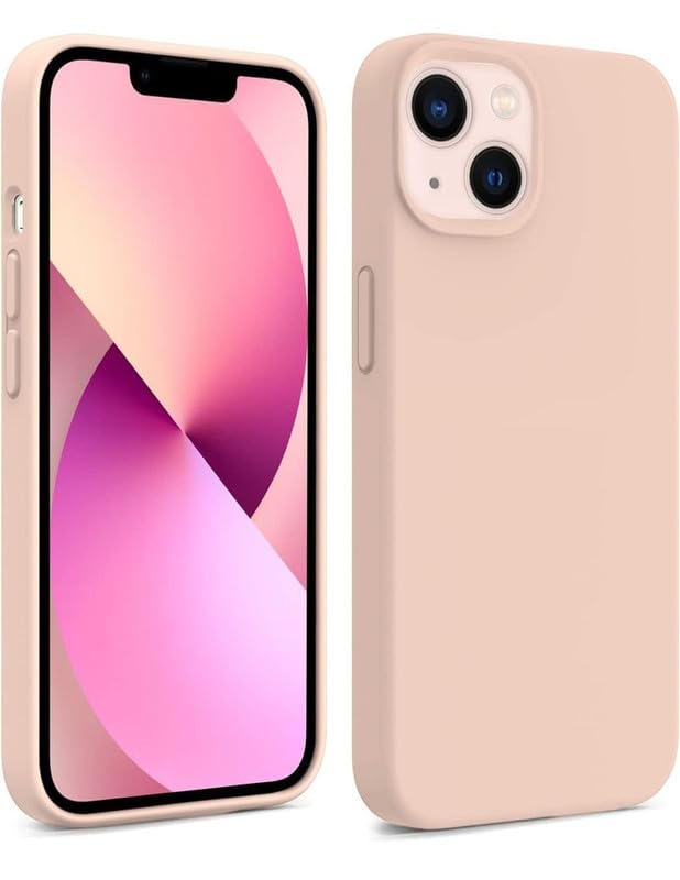 Image of Premium Liquid Silicone Case for iPhone 13 - Slim Full Body Protective Back Cover with Soft Microfiber Lining, Anti-Slip Grip Scratch Resistant Phone Case (Light Pink)