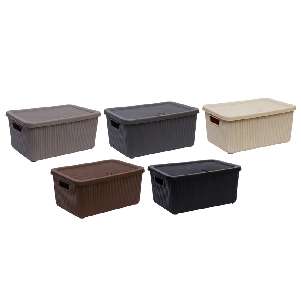 M1ss Random Set Of 2-7L Litre Storage Box With Lid Utility Boxes Small Rib Box Plastic Rectangular Box Storage Organisation With Handle Lidded Containers Multipurpose Decorative Item Cosmetics (Random)