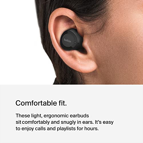 Belkin SoundForm Bolt True Wireless Earbuds, Wireless earphones with up to 28H of battery life and Mono Mode, IPX4 sweat and water resistance, Bluetooth headphones with mic for iPhone, Galaxy and more Belkin SoundForm Bolt True Wireless Earbuds, Wireless earphones with up to 28H of battery life and Mono Mode, IPX4 sweat and water resistance, Bluetooth headphones with mic for iPhone, Galaxy and more