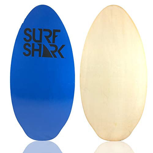 Wood Skimboard Design #2 - Surf Shark Logo Skimboard Blue 41\"
