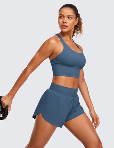 Image of CRZ YOGA High Waisted Split Running Shorts 3 inch | Mesh Liner, Quick Dry, Lightweight, for Women