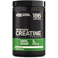 Optimum Nutrition Micronised Creatine Monohydrate Powder, Creatine, Unflavoured, Supplement to Improve Strength and Muscle Performance, Pre and Post Workout, 634 g, 186 Servings