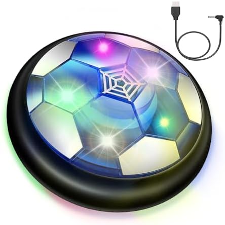 VNVDFLM Hover Soccer Ball Toys for Boys Girls,Rechargeable Floating Soccer Ball with Led Lights and Foam Cushion,Indoor Air Football Game Perfect Birthday for Kids Age 3-9（Black）