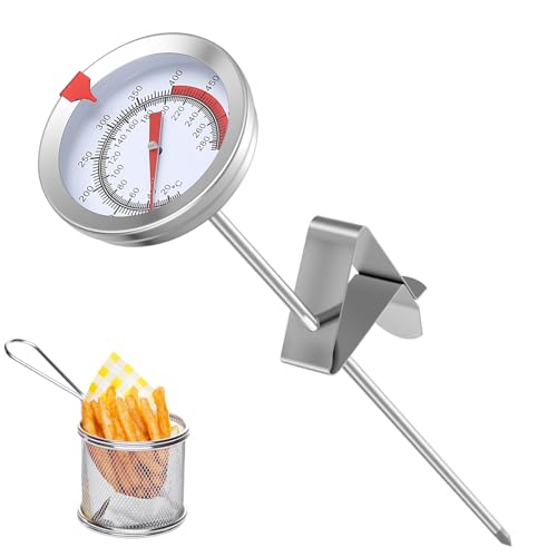 Termometro da Cucina Professionale, Termometro per Friggitrice, Termometri per Cucina in Acciaio Inox 304, Termometri Carne Barbecue per Cottura Istantanea 290 °C/550 °F