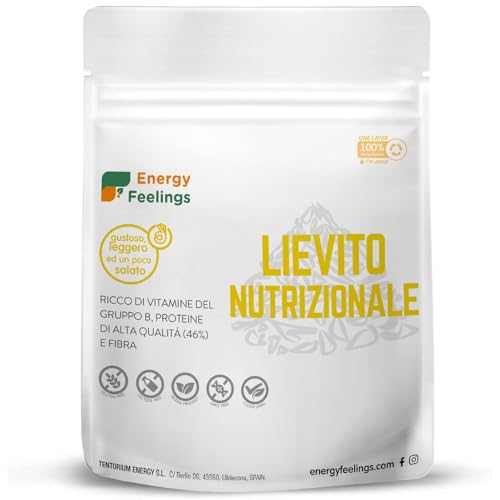 Energy Feelings Lievito Nutrizionale in Scaglie 250g. Lievito Alimentare Naturale Integratore Ricco di Vitamine B e Proteine 46%, in Fiocchi Senza Glutine e Vegano