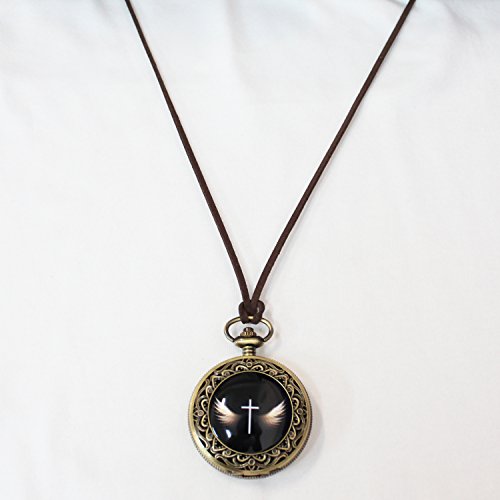 SEWOR Bronce Esmalte Craft patrón Japón Movimiento de Cuarzo Reloj de Bolsillo con Cadena Doble (Metal y Piel) - Imagen 6