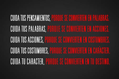 Image of Laminated Watch Your Thoughts Spanish Quote Motivational En Espanol Cuida Tus Pensamientos Classroom Inspirational Teamwork Inspire Quotation Gratitude Positivity Support Dry Erase Wall Art 16x24