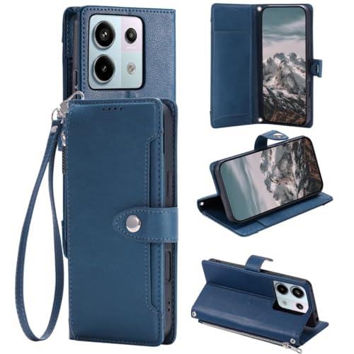 Étui Oppo Reno 13 Pro 5G anti-choc avec fermeture éclair bleue