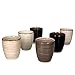 Produktbild MamboCat Grey Baita 6-er Kaffee-Becher-Set grau I graue Steingut-Tasse groß mit Strudel-Muster I moderne Landhaus-Stil Tasse ohne Henkel - Tea & Coffee Mug I 350 ml Kaffee-Tassen-Set groß 6 Stück