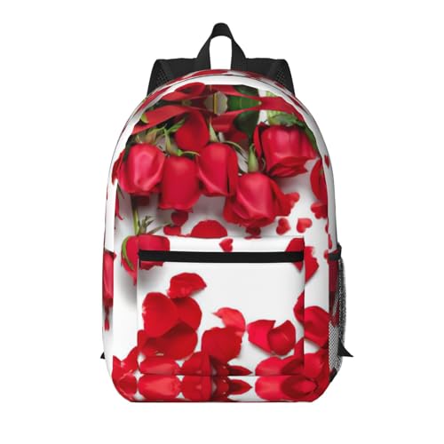 Sac à dos d'école léger noir et rouge à motifs pétales de rose EdWal