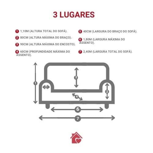 Capa de Sofá 3 Lugares Agarradinha Coladinha Chumbo