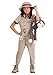 Fun Costumes Girls' Safari Zookeeper Costume - Khaki Jumpsuit with Leopard Print Accents - Beige, Large
