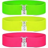 Syhood 3 Pcs 80s Neon Belts for Women 80s Waist Stretch Wide Waistband with Vertical Clasp Buckle Belts for Party Accessories(Green, Yellow and Pink,3 Pieces)