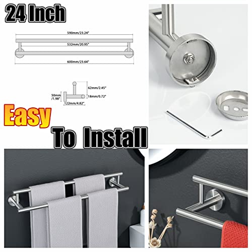 Alise Double Bath Towel Bars Towel Racks For Bathroom Lavatory,Wall Mount Towel Holder Sus304 Stainless Steel Towel Hanger Rail,Gyt6902-Ls Brushed Nickel,24-Inch #TOP6