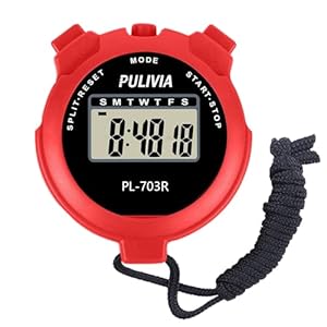 PULIVIA Cronómetro Deportivo con cronómetro Digital de Memoria Dividida, Temporizador de Cuenta Regresiva, Calendario de Reloj de 12/24 Horas con Alarma, Pantalla Grande Resistente al Agua (PL-703R)