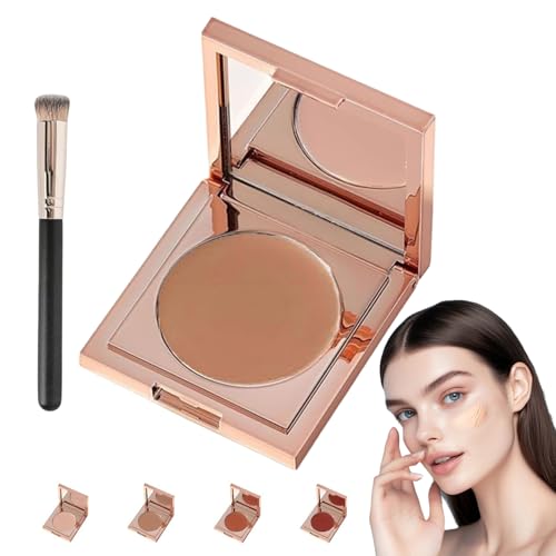 Colored Clay CC Undereye Corrector Under Eye Conceale CC Undereye Corrector with Brush for Concealing Dark Circles (Medium-tan Peach)