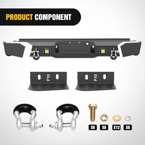 Image of Nilight Rear Step Bumper Compatible with 2011 2012 2013 2014 2015 2016 3rd Gen Ford F250 F350 F450 Super Duty Pickup Truck Bumper with LED Lights, Sensor Holes and D-rings