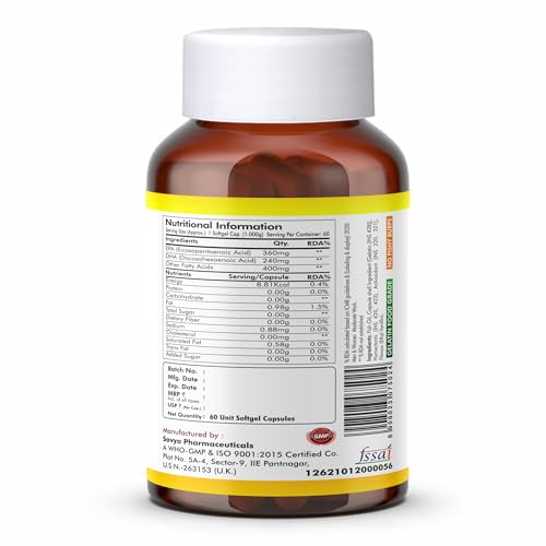 Fytika Omega 1000-120 Softgels | Fish Oil Omega3 1000 mg| Omega3 fatty acids,EPA & DHA| For Heart, Brain, Joint & Muscle Support| Omega3 Capsule For Men & Women