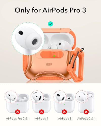 Image of ESR for AirPods Pro 3 Case (2025), Compatible with Airpods Pro 3rd Generation Case (USB-C Cable), Effortless MagSafe, Drop-Proof Lock, Easy Open, Cyber Series, Orange