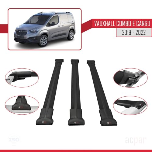 Barres de toit robustes en aluminium noir Vauxhall Combo E Cargo K9 2019-2022 - 3