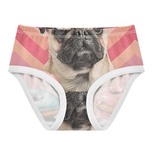 Pink Chevron Pug Dog Donuts Toddler Underwear Custom 2t Cotton Little Girl Panties Durable Briefs Underpants