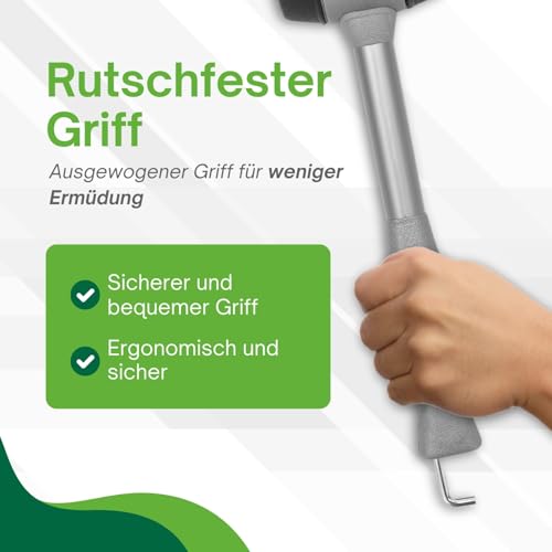 MOSCATELLI Vielseitiger, robuster und ergonomischer Campinghammer mit Haken zum Entfernen von Heringen - Grau
