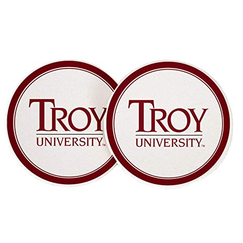 Desert Cactus Troy University Car Accessories TU Trojans Absorbent Sandstone Cup Coasters Licensed Product Set of 2 (Design 6)