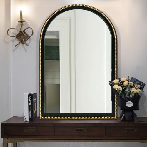 WAMIRRO Ornate Gold Mirror,Arched Black Morden Luxury Living Room Decorative Farmhouse Bathroom Mirorrs for Entryway Firplace Mantel Hallway 36"X24"