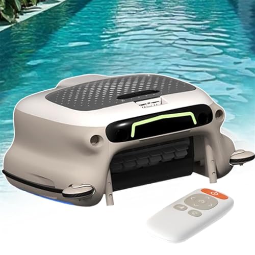 Solar Powered Pool Skimmer, Cordless Robot Cleaner with Large Debris Basket, Auto/Remote Dual Mode, Adjustable Speeds for Efficient Cleaning Up to 2000 Sq.Ft