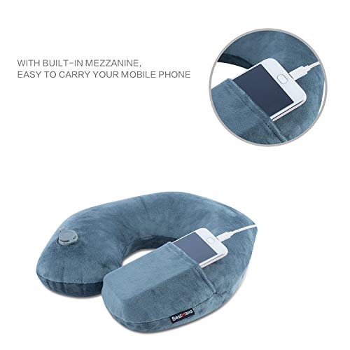 Inflatable Travel Neck Pillow For Airplane Train Car Washable Pillowcase U Shaped Office Napping Pillow #TOP3