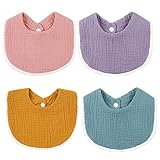 Simpeak 4 Paquetes Baberos Bebe, Algodón Muselina Baberos Bebé Niño Niña...